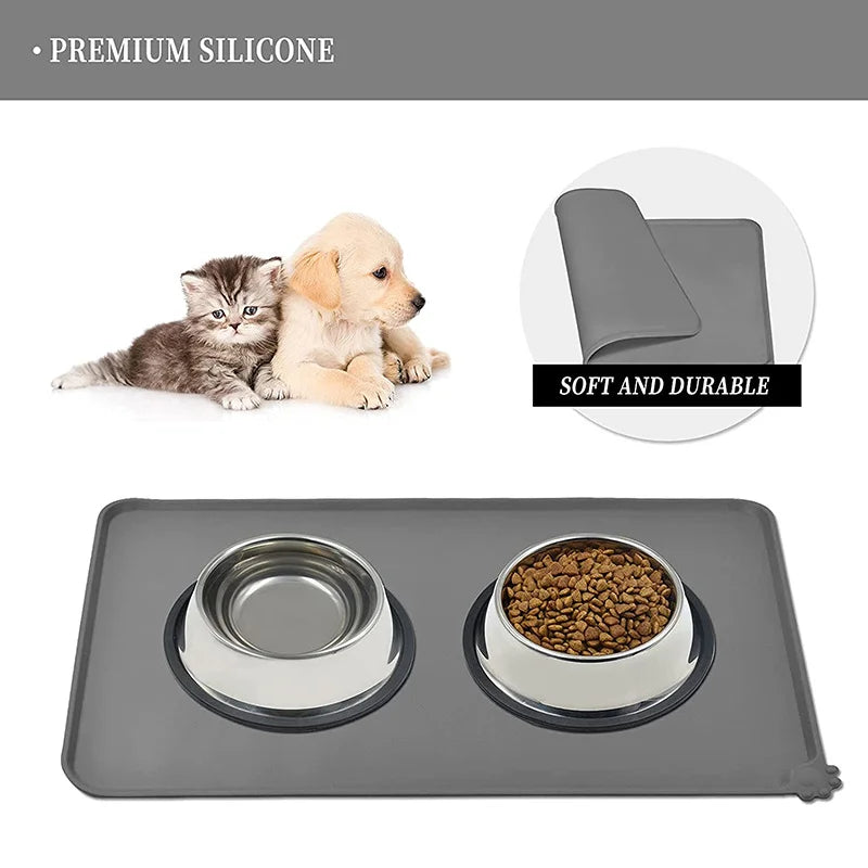 Non-Slip Pet Feeding Mat | Waterproof Silicone Bowl Mat for Dogs & Cats