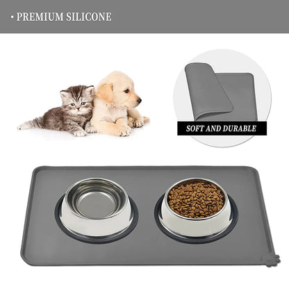 Non-Slip Pet Feeding Mat | Waterproof Silicone Bowl Mat for Dogs & Cats