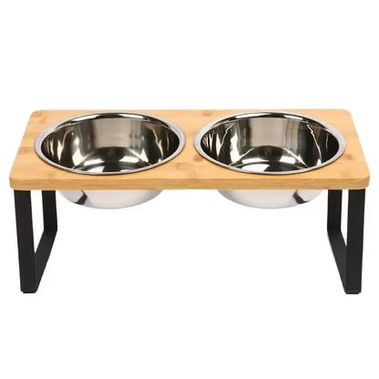 Raised Pet Bowl Stand | Wooden Tilted Feeder for Cats & Dogs