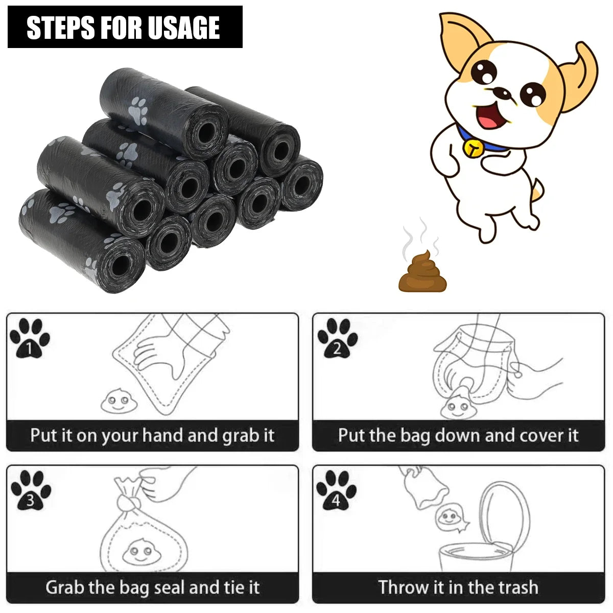 Dog Waste Bags with Dispenser | Thick & Leak-Proof Poop Bags