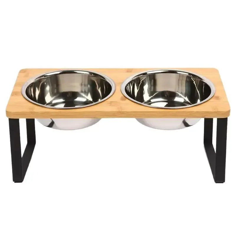 Raised Pet Bowl Stand | Wooden Tilted Feeder for Cats & Dogs